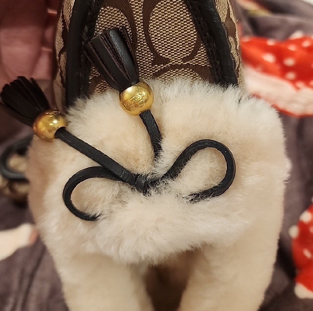 Coach Beige Shearling-Trim Logo Moccasins with Black Tassel Sz. 8 Excellent - Picture 8 of 9